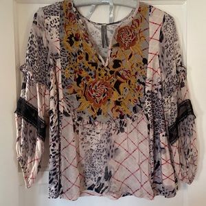 Anthropologie blouse-shirt. Loose fit with some slightly sheer fabrics.